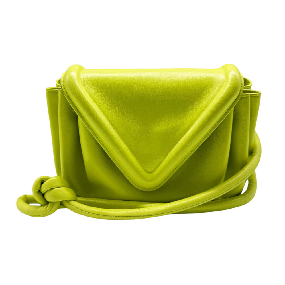 Bottega Veneta Beak Leather Crossbody Shoulder Bag Yellow Green
